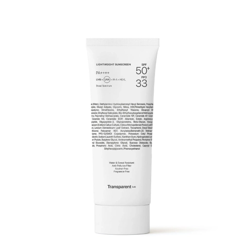 Transparent Lab - Lightweight Sunscreen SPF50+ - Lengvas Apsauginis Kremas Nuo Saulės - 100ml