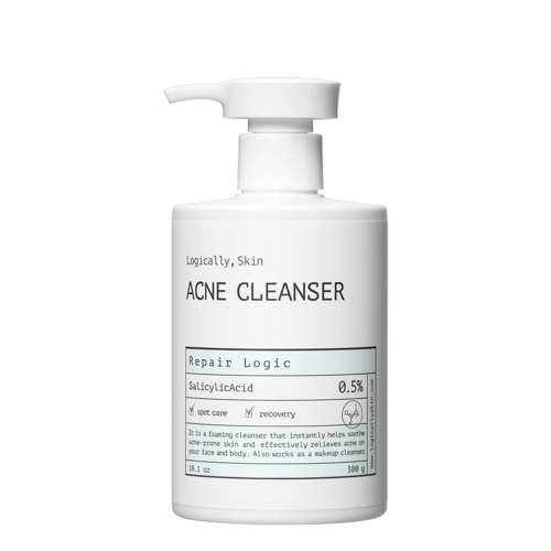 Logically, Skin - Acne Cleanser – Veido ir Kūno Valymo Gelis su Salicilo Rūgštimi – 300 ml
