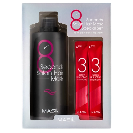 Masil - 8 Seconds Salon Hair Mask Set - Plaukų Priežiūros Rinkinys: Šampūnas ir Kaukė - 350ml