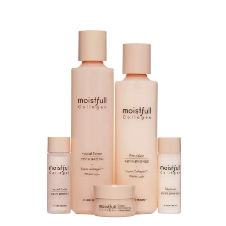 Etude House - Moistfull Collagen Skin Care Set - Odos Priežiūros Rinkinys su Kolagenu - 200ml+25ml+180ml+25ml+10ml