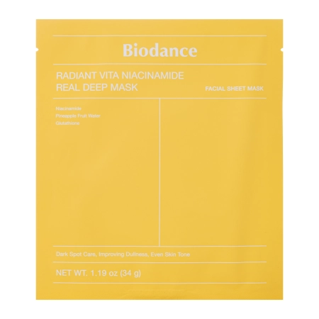 Biodance - Radiant Vita Niacinamide Real Deep Mask – Skaistinamoji Veido Kaukė – 1 vnt., 34 g