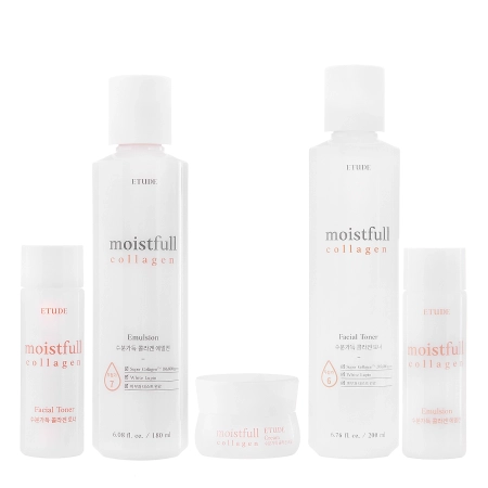 Etude House - Moistfull Collagen Skin Care Set - Odos Priežiūros Rinkinys su Kolagenu - 200ml+25ml+180ml+25ml+10ml