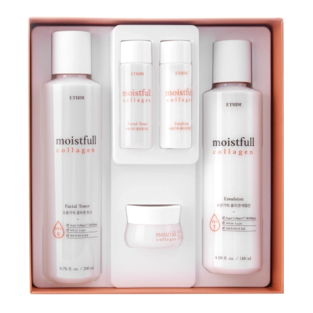 Etude House - Moistfull Collagen Skin Care Set - Odos Priežiūros Rinkinys su Kolagenu - 200ml+25ml+180ml+25ml+10ml