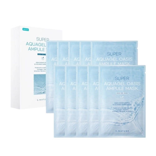 S.Nature - Super Aquagel Oasis Ampoule Mask Set - Drėkinamųjų Lakštinių Veido Kaukų Rinkinys - 10x30ml