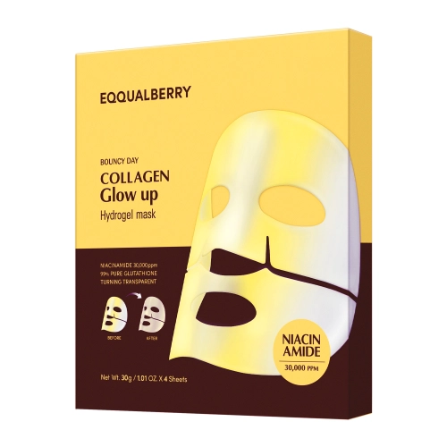 EQQUALBERRY - Collagen Glow Up Hydrogel Mask - Skaistinamųjų Kolageno Kaukių Rinkinys - 4x30g
