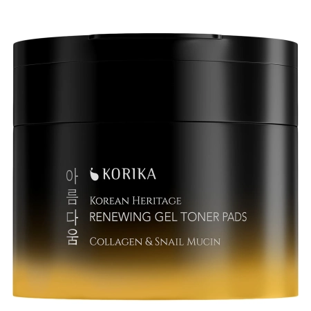KORIKA - Korean Heritage Collagen & Snail Mucin Renewing Gel Toner Pads - Geliniai Veido Padeliai su Kolagenu ir Sraigių Mucinu - 70vnt