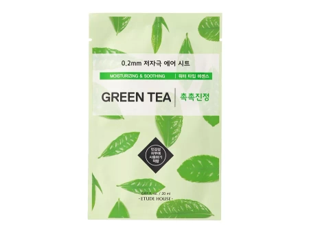 Etude House – 0.2mm Therapy Air Mask – Green Tea – Valomoji ir Glotninamoji Kaukė su Žaliosios Arbatos Ekstraktu – 20ml