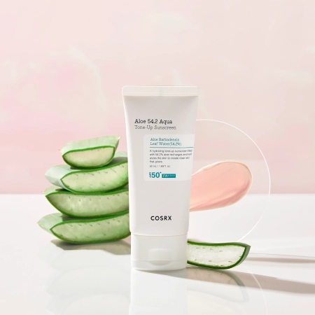 COSRX - Aloe 54.2 Aqua Tone-Up Sunscreen SPF50+/PA++++ – Drėkinamasis Kremas su Apsauga nuo Saulės – 50 ml