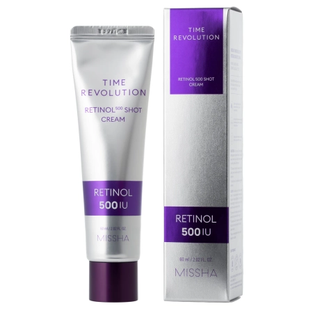 Missha - Time Revolution Retinol 500 Shot Cream - Stangrinamasis Veido Kremas su Retinoliu - 60ml