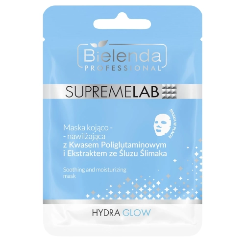 Bielenda Professional - Supremelab - Hydra Glow - Raminamoji ir Drėkinamoji Kaukė su Poliglutamo Rūgštimi ir Sraigių Gleivių Ekstraktu - 1vnt