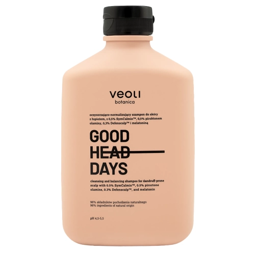 Veoli Botanica - GOOD HEAD DAYS - Valomasis-Normalizuojantis Šampūnas Galvos Odai su Pleiskanomis su 0,5% SymCalmin, 0,5% Piroktono Olamina, 0,3% Defenscalp ir Melatoninu - 300 ml