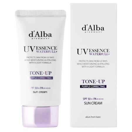 d'Alba - Waterfull Tone-Up Sun Cream SPF50+ PA++++ - Purple - Tonizuojantis Veido Kremas su Filtru - 50ml