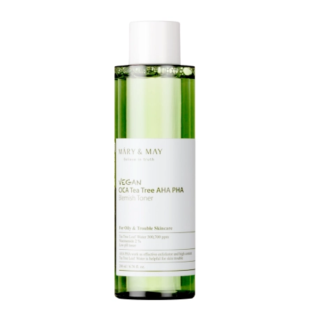 Mary&May - Vegan CICA Tea Tree AHA PHA Toner - Veganiškas Rūgštinis Tonikas - 200ml