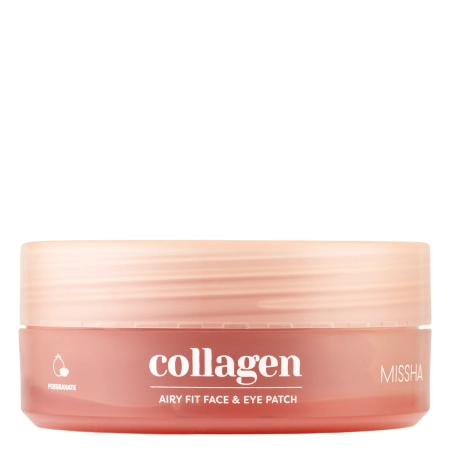 Missha - Airy Fit Collagen Lifting Face & Eye Patch - Stangrinamieji Hidrogeliniai Padeliai su Kolagenu - 60vnt