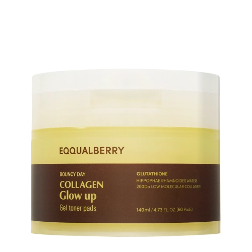 EQQUALBERRY - Collagen Glow Up Gel Toner Pad - Skaistinamosios Veido Pagalvėlės - 60vnt/140ml