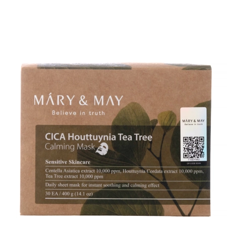 Mary&May - Cica Houttuynia Tea Tree Calming Mask - Raminančių Veido Kaukių Rinkinys - 30vnt