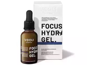 Veoli Botanica - Focus Hydration Gel - Itin Drėkinamasis Gelinis Serumas su Trigubu Hialurono Rūgštimi ir Kombuchka Juodosios Arbatos Fermentu - 30ml