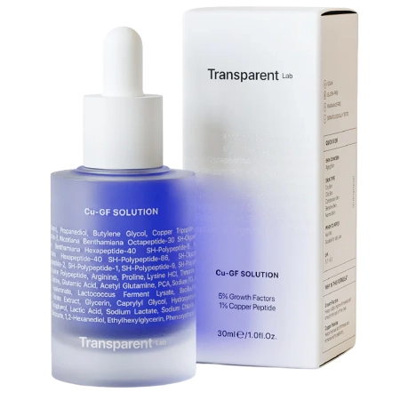 Transparent Lab - Cu-GF Solution – Serumas nuo Senėjimo su Vario Peptidu 1% ir Augimo Faktoriais 5% - 30 ml