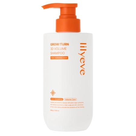 lilyeve - Grow Turn 3D Volume Shampoo - Stiprinamasis Šampūnas Plaukams ir Galvos Odai - 500g