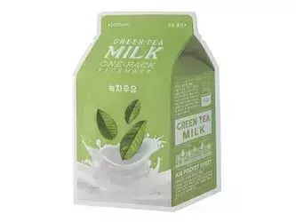 A'pieu - Milk One Pack - Green Tea Milk - Lakštinė Kaukė Veidui su Žaliosios Arbatos Ekstraktu - 21g