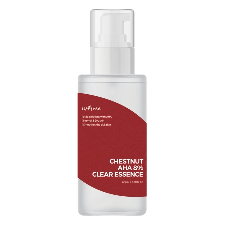 Isntree - Chestnut AHA 8% Clear Essence - Veido esencija su pieno rūgštimi ir glikolio rūgštimi - 100ml