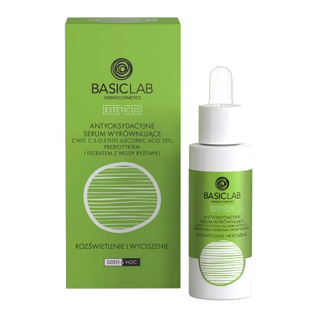 BasicLab - Esteticus - Švytėjimas ir Raminimas - Antioksidacinis Odą Išlyginantis Serumas su Vitaminu C 15% - 30ml