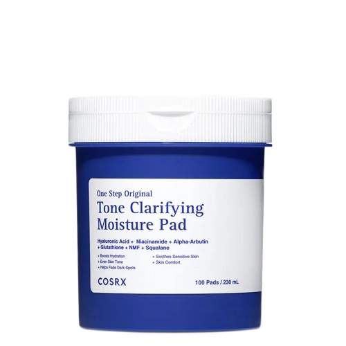 COSRX - One Step Original Tone Clarifying Moisture Pad - Drėkinantys ir Valomieji Veido Vatos Diskeliai - 230ml/100vnt