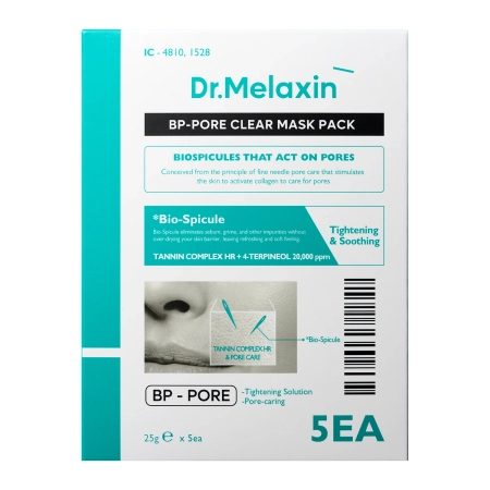 Dr.Melaxin - BP Pore Clear Mask Pack - Valančių Lakštinių Veido Kaukų Rinkinys - 5x25g