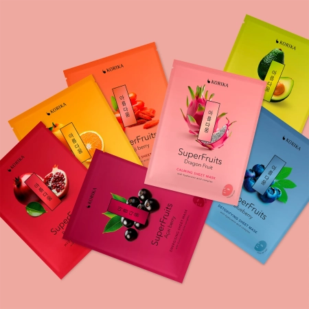 KORIKA - Superfruits Anti-aging Sheet Mask Goji Berry - Lakštinė Kaukė Nuo Raukšlių Veidui - 1vnt/25g