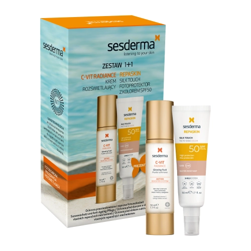 sesderma - C-VIT Radiance + Repaskin Silk Touch Color SPF50 - Veido Produktų Rinkinys - 50ml+50ml