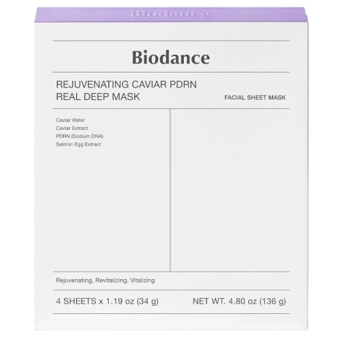 Biodance - Rejuvenating Caviar PDRN Real Deep Mask - Kolageno Lakštinių Kaukių Rinkinys su PDRN - 4vnt/34g