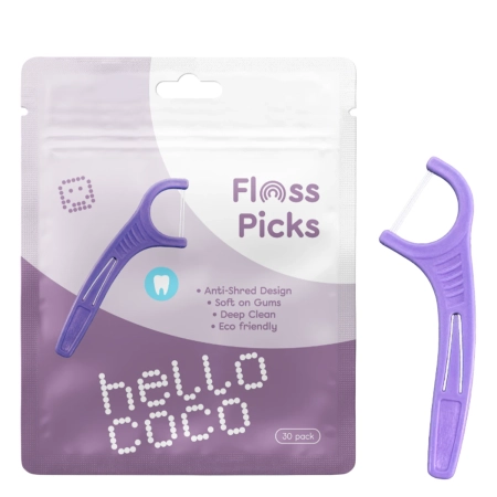 hello coco - Floss Picks - Dantų Krapštukai su Dantų Siūlu - 30vnt.