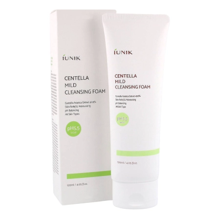 iUNIK - Centella Mild Cleansing Foam - Švelnios valomosios putos su azijine centella - 120ml