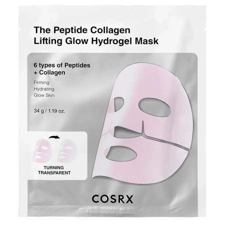 COSRX - Peptide Collagen Glow Hydrogel Mask - Hidrogelinė Kaukė su Peptidais ir Kolagenu - 34g