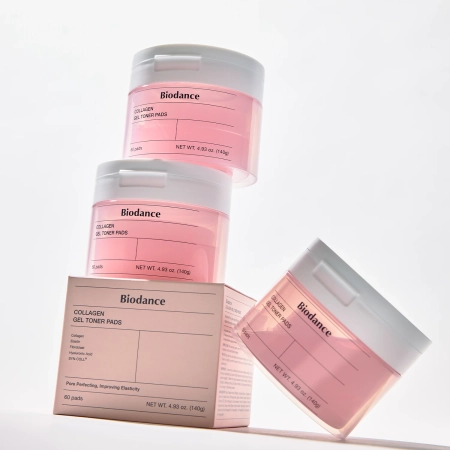 Biodance - Collagen Gel Toner Pads - Stangrinamieji Kolageno Veido Vatos Diskeliai - 60vnt