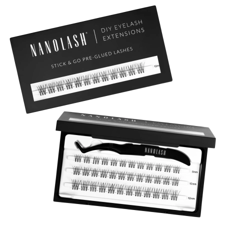 Nanolash - Stick & Go Pre-Glued Lashes - Blakstienų Kuokšteliai su Klijais - Innocent Short - 1 pak.