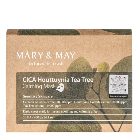 Mary&May - Cica Houttuynia Tea Tree Calming Mask - Raminančių Veido Kaukių Rinkinys - 30vnt