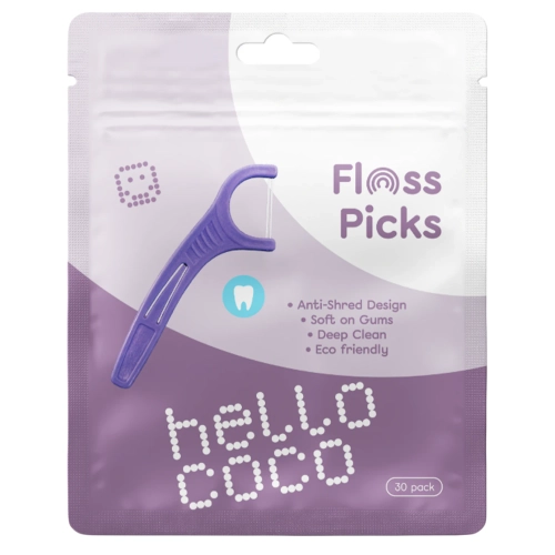 hello coco - Floss Picks - Dantų Krapštukai su Dantų Siūlu - 30vnt.