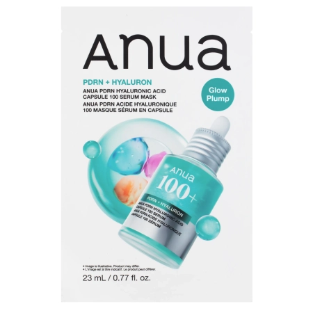 Anua - PDRN + Hyaluron 100 Serum Mask - Drėkinamoji ir Skaistinamoji Lakštinė Kaukė - 23ml