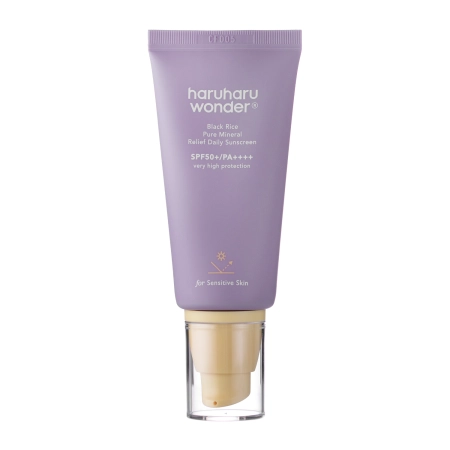 Haruharu Wonder - Black Rice Pure Mineral Relief Daily Sunscreen SPF50+/PA++++ - Drėkinamasis Veido Kremas su Fiziniais Filtrais - 50ml