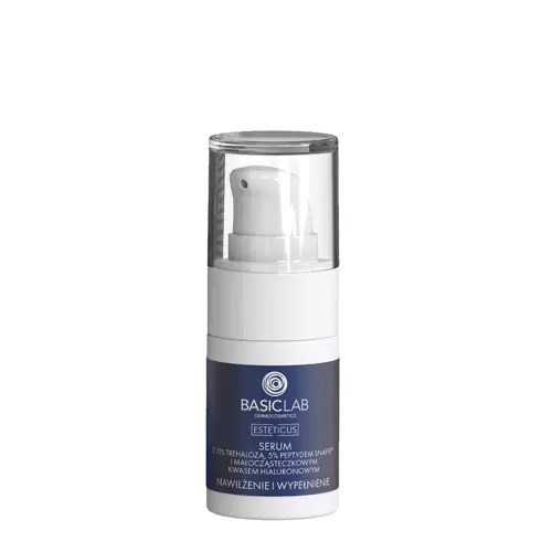 BasicLab - Esteticus - Drėkinimas ir Užpildymas - Serumas su 10 % Trehaloze, 5 % Peptidu ir Hialurono Rūgštimi - 15ml
