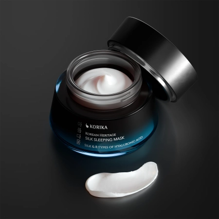 KORIKA - Korean Heritage Silk & 8 Types of Hyaluronic Acid Silk Sleeping Mask - Drėkinamoji Naktinė Veido Kaukė - 50ml
