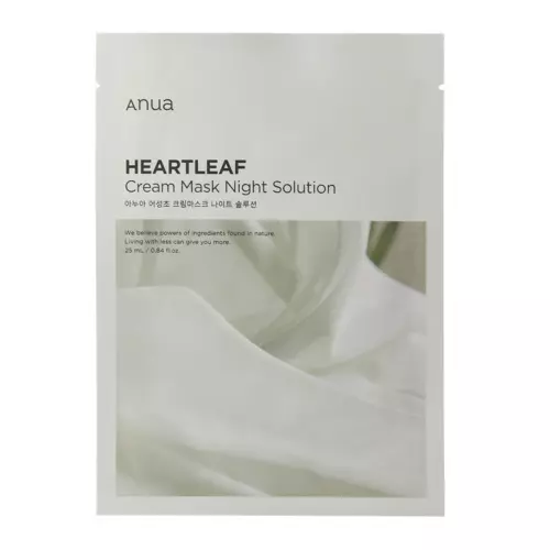 Anua - Heartleaf Cream Mask Night Solution – Raminamoji Lakštinė Kaukė su Stimbure – 1 vnt. / 25 ml