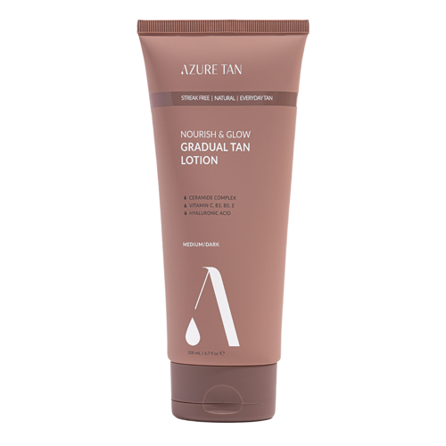 Azure Tan - Nourish & Glow Gradual Tan Lotion – Laipsniško Savaiminio Įdegio Kūno Losjonas – Medium/Dark – 200 ml