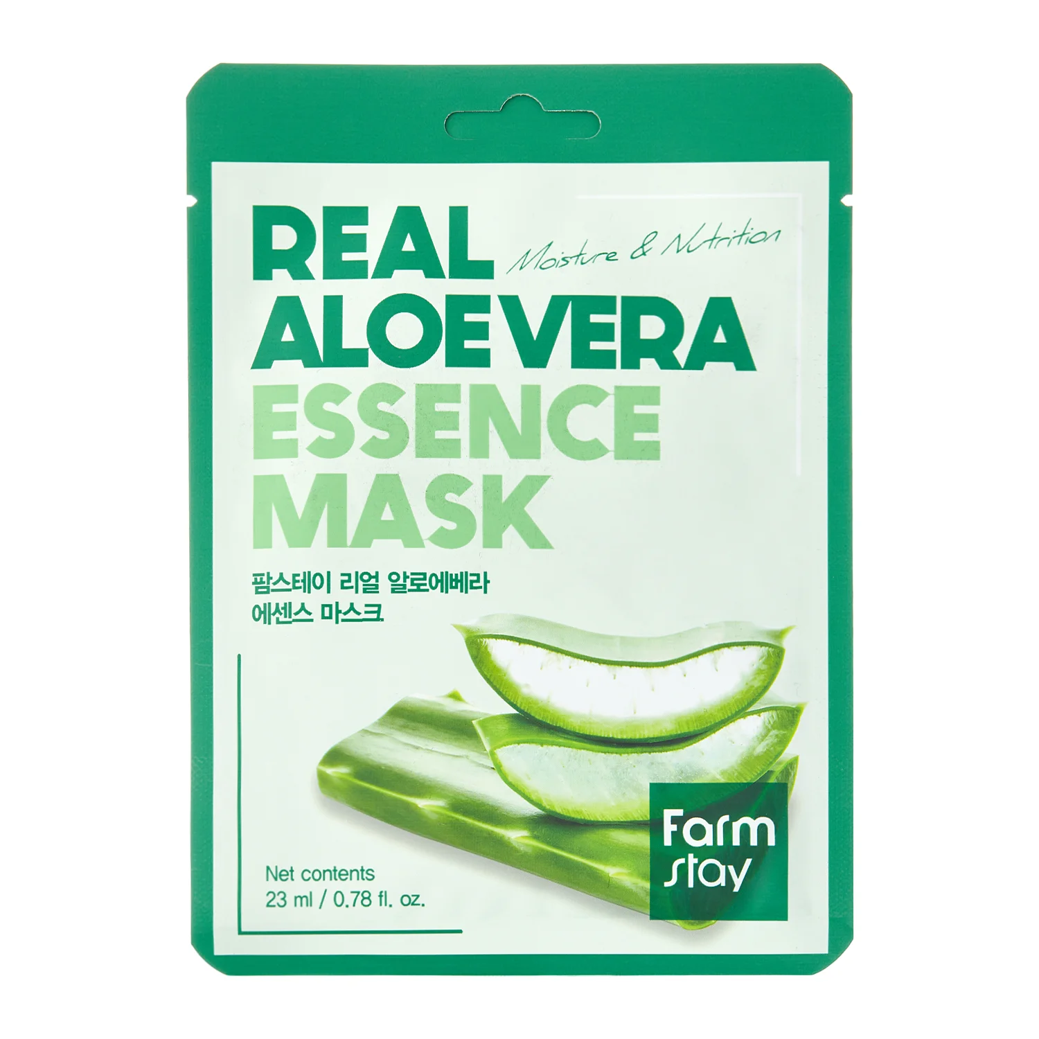 Farmstay - Real Aloe Vera Essence Mask – Atkuriamoji Lakštinė Kaukė su Alijošiumi – 1 vnt. (23 ml)