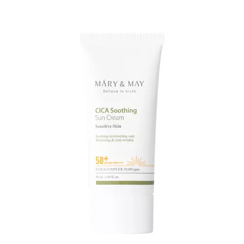 Mary&May - Cica Soothing Sun Cream SPF50+/PA++++ - Raminamasis Drėkinamasis Kremas su Apsauga nuo Saulės - 50ml