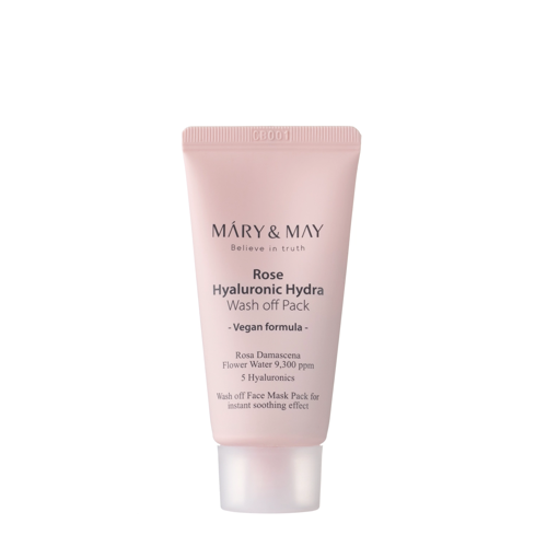 Mary&May - Rose Hyaluronic Hydra Wash off Pack – Kreminė Veido Kaukė su Baltuoju Moliu – 30 g