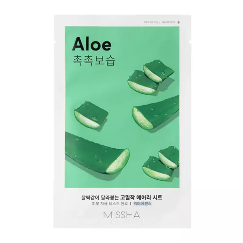 Missha - Airy Fit Sheet Mask - Aloe – Drėkinamoji ir Stangrinamoji Lakštinė Kaukė – 19 g