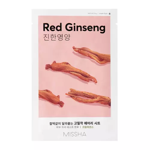 Missha - Airy Fit Sheet Mask - Red Ginseng - Maitinamoji Lakštinė Veido Kaukė - 19 g