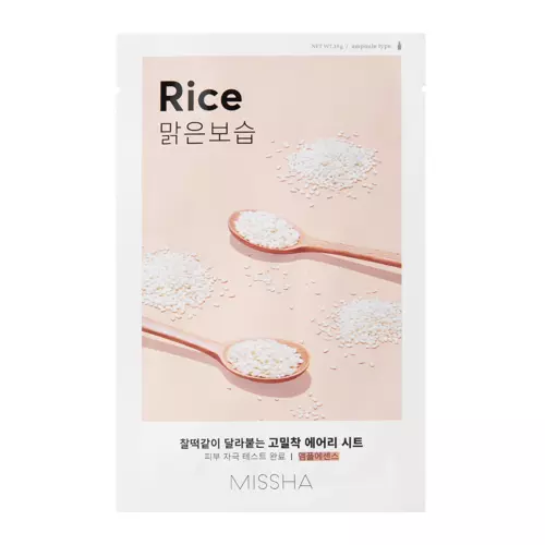 Missha - Airy Fit Sheet Mask - Rice – Šviesinamoji ir Išlyginamoji Lakštinė Kaukė – 19 g